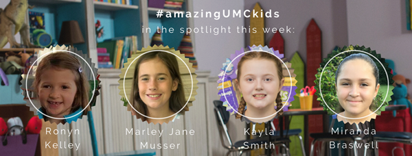 amazingUMCkids-birthday-girls Miranda, Ronyn, Marley Jane and Kayla were featured on The United Methodist Church Facebook page as part of summer 2017's #AmazingUMCKids campaign.