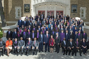 United Methodist bishops pose for a group photo in May 2017 on the steps of First United Methodist Church in Dallas, Texas. Photo by Maidstone Mulenga, Council of Bishops.