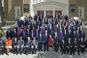 United Methodist bishops pose for a group photo in May 2017 on the steps of First United Methodist Church in Dallas, Texas. Photo by Maidstone Mulenga, Council of Bishops.