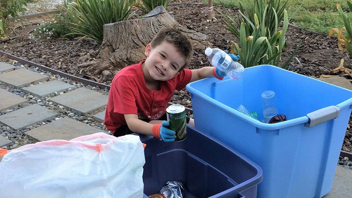 Sean Santellan, a member of Napa Methodist Church in Napa, California, turned "trash to toilets" when the 6-year-old joined in his church's capital campaign for renovations by collecting recyclables. Photo courtesy of Napa Methodist Church