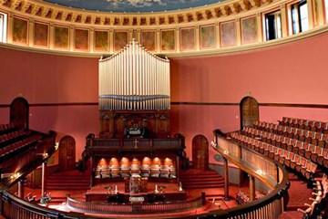 The sanctuary of Lovely Lane United Methodist Church reminds us our founding. Image courtesy Lovely Lane United Methodist Church.