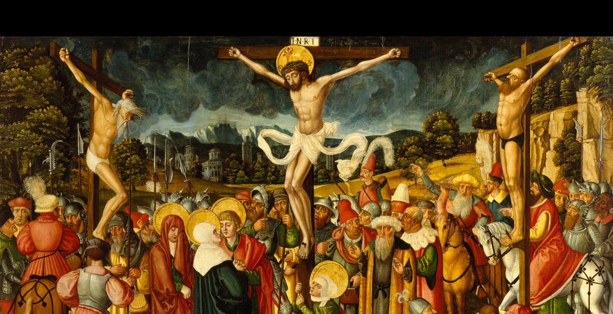 Jesus prayed for forgiveness of those who were putting him to death. We are also to be forgiving. "Crucifixion" by Peter Gertner, 16th century. Walters Art Museum, Public domain, courtesy Wikimedia Commons.