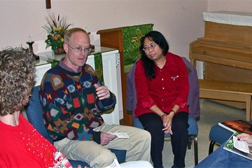 In a Covenant Discipleship group, each member gives an account of how they are doing in their spiritual life. Mark Deshon (second from left) is the Discipleship Leadership team leader at Newark (Delaware) United Methodist Church. Photo courtesy of Mark Deshon