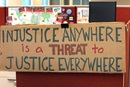 A sign with an MLK quote about justice is seen in an office at the Global Ministries agency in Atlanta. Photo by Kathleen Barry, United Methodist Communications.