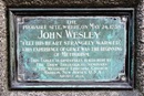 A plaque erected in Aldersgate Street, London, by the Drew Theological Seminary of the Methodist Episcopal Church in Madison, N. J., marks the probable site of John's Wesley's now famous moment of spiritual revelation. Photo courtesy of Wikimedia Commons.