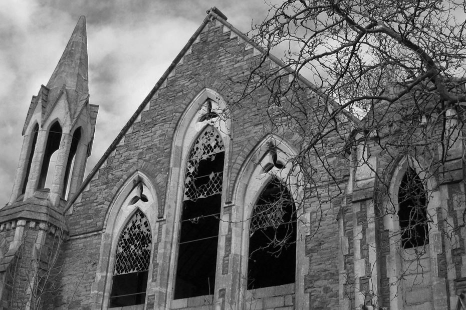 An abandoned church serves as a reminder of the damage that can be done by clergy misconduct. Derivative of "Abandoned Church" by A QUIVERFUL OF FOTOS, courtesy Flickr, by United Methodist Communications. 