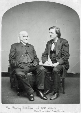 Henry Boehm (left) was photographed at 100 years old with Thomas Carlton, director of the Methodist Publishing House. Photo courtesy United Methodist Archives and History.
