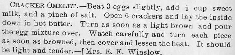 Cracker Omelet recipe from The Ware Cookbook p. 68 