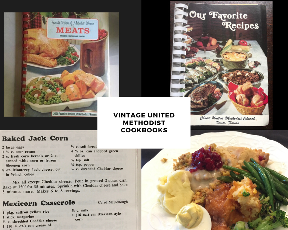 Vintage Methodist cookbooks feature favorite recipes.