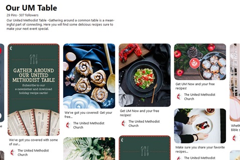 Screenshot of Our UM Table board on Pinterest. 