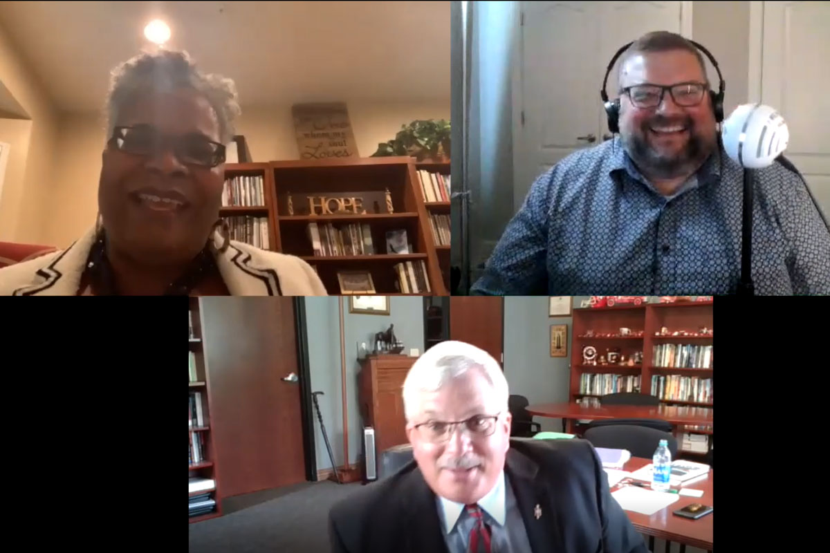 Bishops LaTrelle Easterling and Robert Farr discuss racism, the killing of George Floyd and the protests happening across the US on a special episode of Get Your Spirit in Shape. Screenshot by United Methodist Communications. 