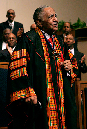 The Rev. Joseph Lowery, who passed away in 2020, preaches at Cascade United Methodist Church in Atlanta in 2011. File photo by Kathy L. Gilbert, UM News. 