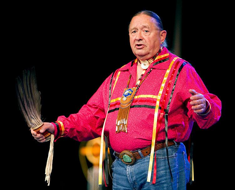 The Rev. George Tinker helps lead an "Act of Repentance toward Healing Relationships with Indigenous Peoples" at the 2012 United Methodist General Conference in Tampa, Fla. File photo by Mike DuBose, UM News.