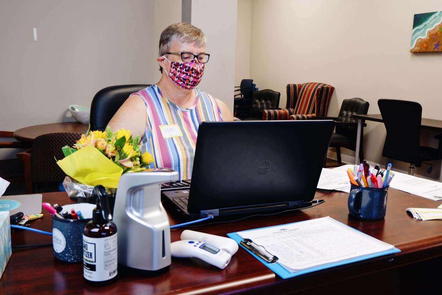 United Methodist Kim Oswald is a regular volunteer at the BFT office. Photo courtesy of Hannah Connor, BFT.