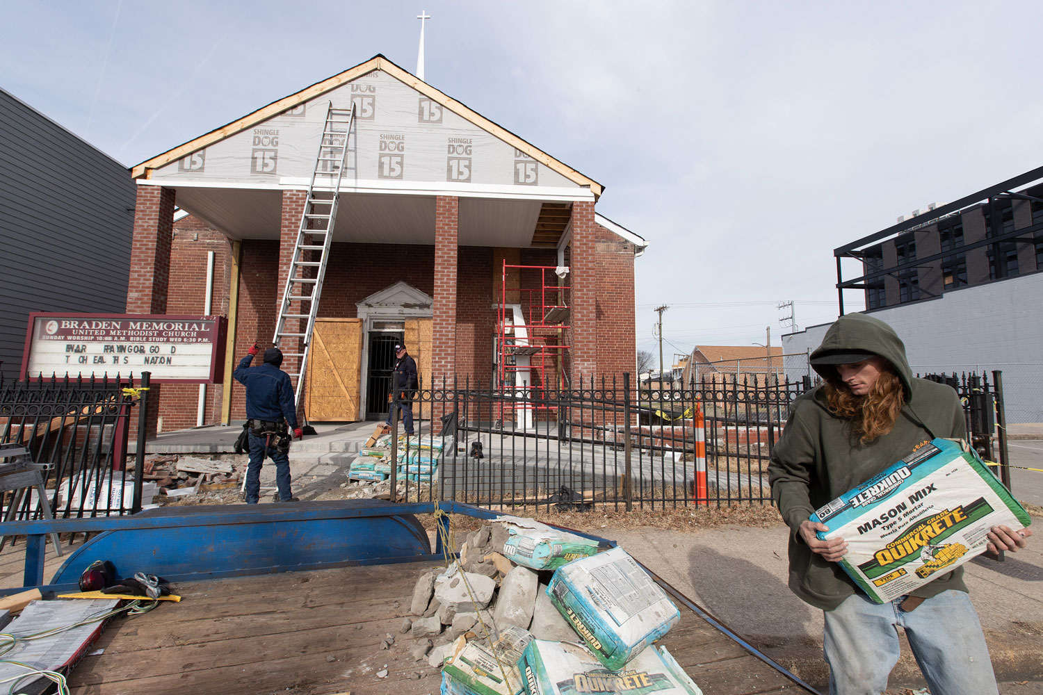 La IMU Braden Memorial, en Nashville, TN, continúa recobrándose del tornado del 3 de marzo, 2020. Foto por Mike DuBose, Comunicaciones Metodistas Unidas.