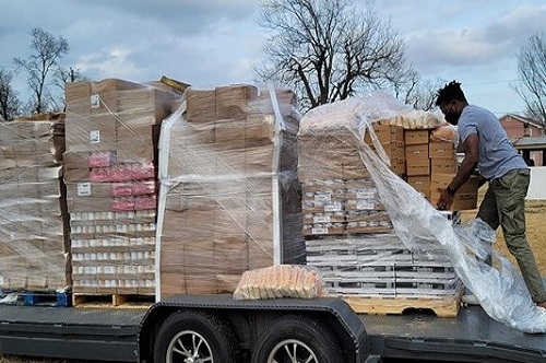 Members at Ebenezer United Methodist Church in Houston offered a food drive, handed out water and hot meals and served as a vaccine distribution site despite its sanctuary being severely damaged in a February 2021 ice storm. Photo courtesy of Texas Conference of The United Methodist Church.