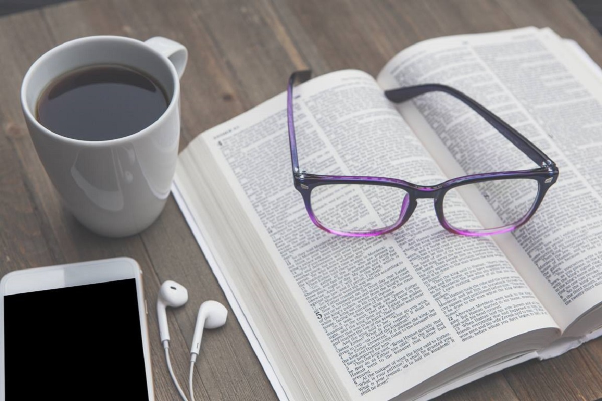 Earbuds, Bible, podcast image