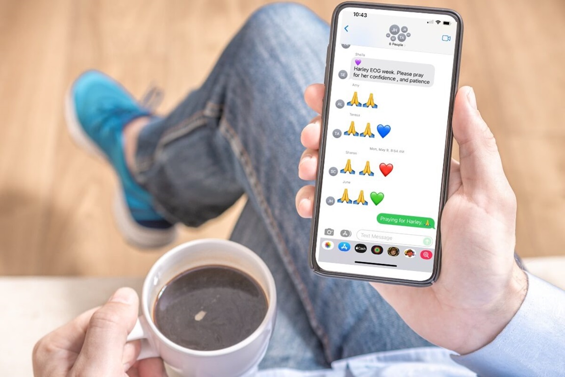 A growing number of United Methodists have found texting to be a way to both encourage and be encouraged, as well as develop their faith alongside others.  Canva design by Crystal Caviness, United Methodist Communications.