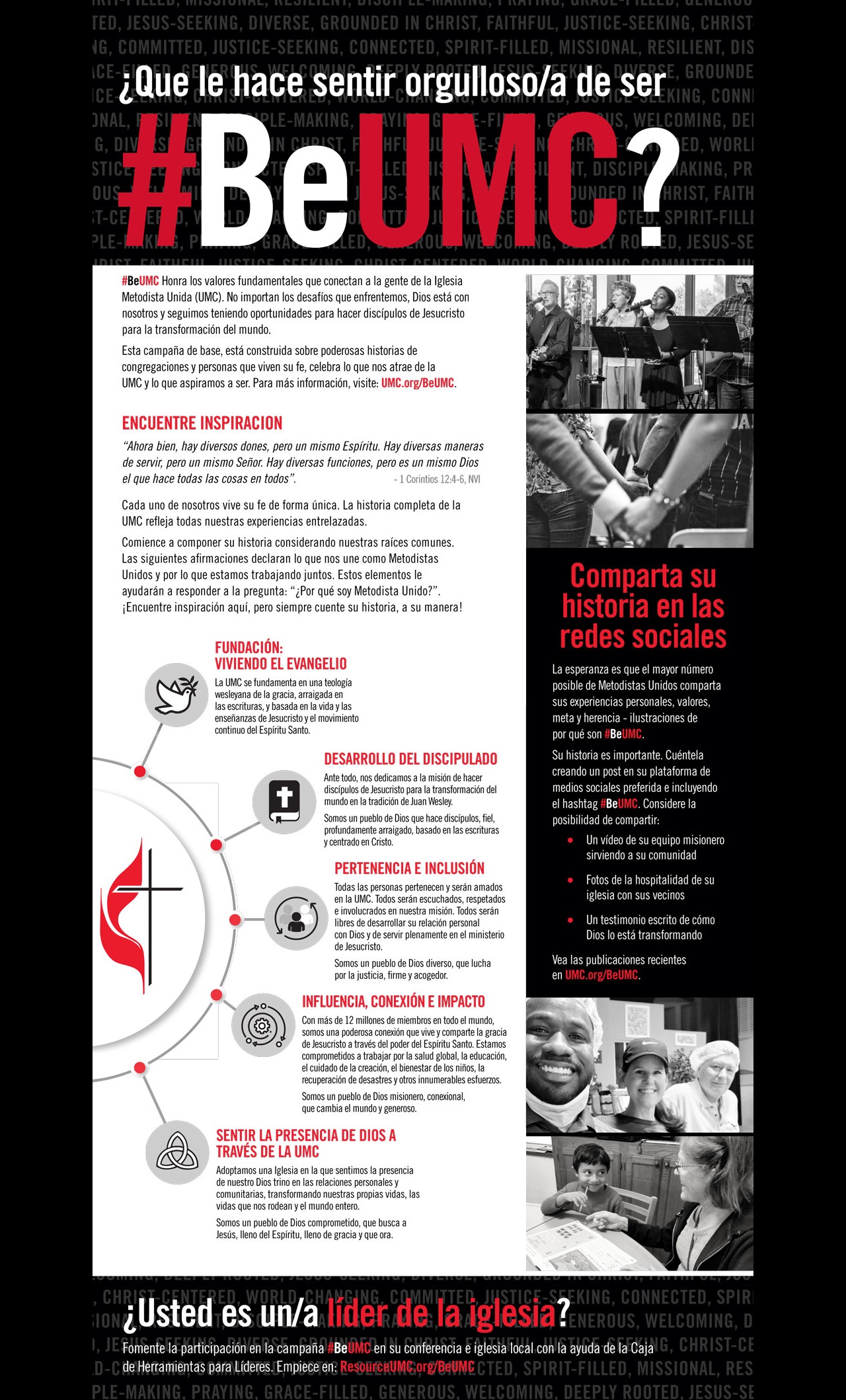 Infographic describing the #BeUMC social media campaign