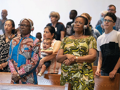 Five congregations from diverse backgrounds gather for worship during World Communion Sunday at Hillcrest United Methodist Church in Nashville, Tenn.
