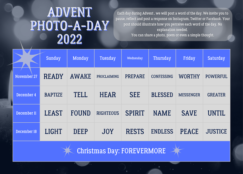 Advent 2022 photo-a-day calendar from Rethink Church