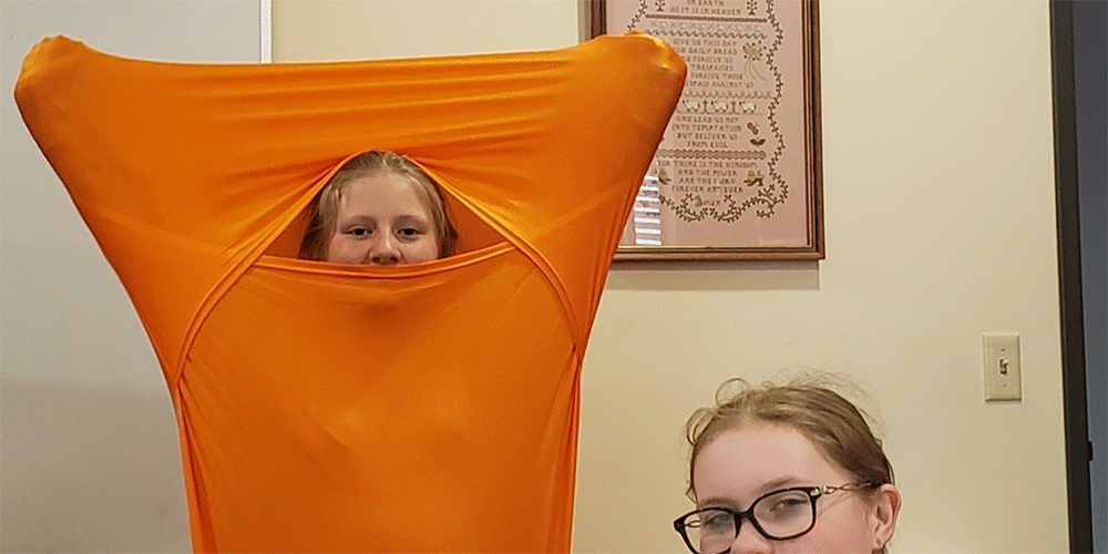 A body sock fits snugly to provide comfort in the quiet room at Flame of Faith UMC in West Fargo, North Dakota. Photo by Pastor Sara McManus.