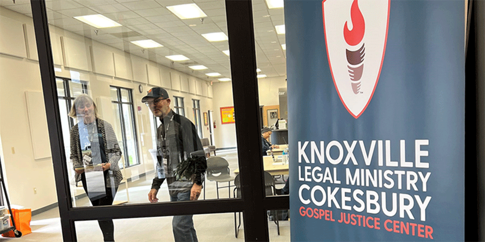 Volunteers prepare to meet clients at Knoxville Legal Ministry at Cokesbury United Methodist Church on Feb. 11.