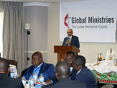 Roland Fernandes, Global Ministries’ top executive, addresses delegates to the Africa Mission Consultation in Maputo, Mozambique, April 17-19. The meeting enabled the agency to listen to and engage bishops, delegates and partners in mission on the continent. Photo by the Rev. Isaac Broune, UM News.