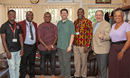 Collins Prempeh from Ghana (purple smiley t-shirt), Reverend Tom Hudspeth, Associate Pastor, VC Rev. Professor Peter Mageto, Rev. Dr. Kirk VanGilder, Candas Barnes and (far left)Martin Sichone from Zambia. 