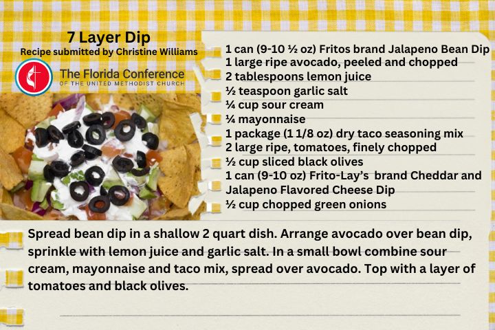 Recipe card for 7 Layer Dip