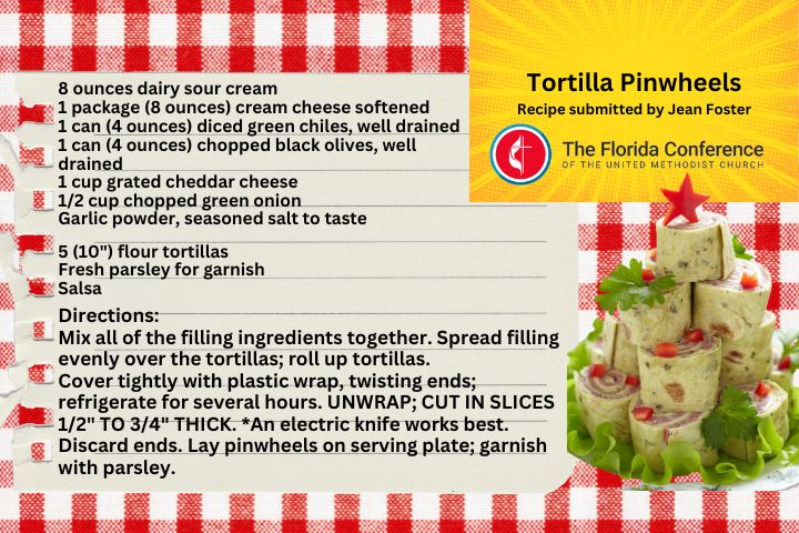 Recipe card for Tortilla Pinwheels