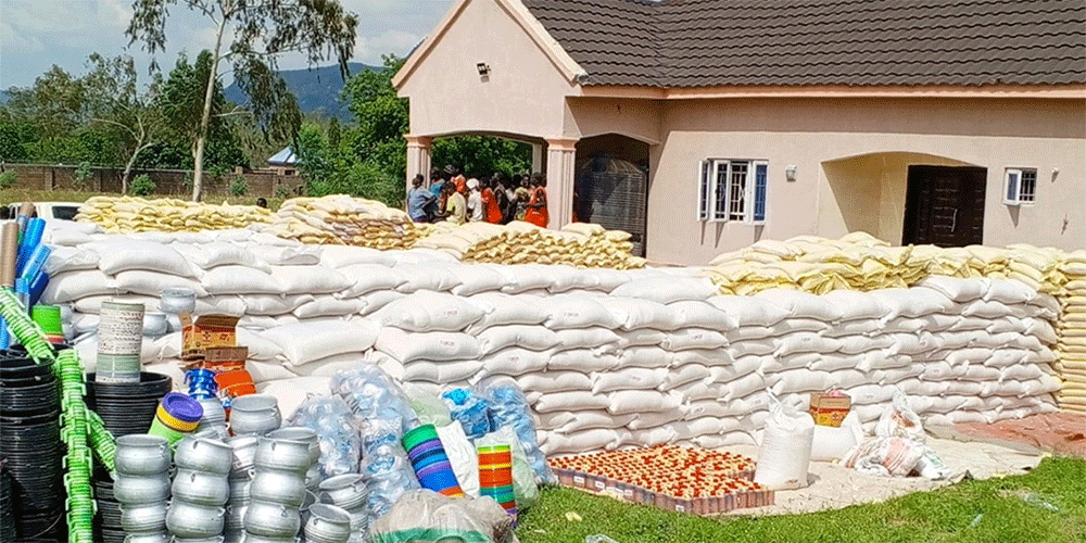 Food and other relief items are gathered at a United Methodist distribution center in Jalingo, Nigeria. The supplies, purchased through a $150,000 grant from the United Methodist Committee on Relief, will help people displaced by severe flooding in the region in 2022. Photo by Ezekiel Ibrahim, UM News.
