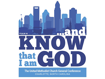 The updated logo for the postponed 2020 General Conference to be held April 23-May 3, 2024 at Charlotte Convention Center in Charlotte, North Carolina. Image by United Methodist Communications.