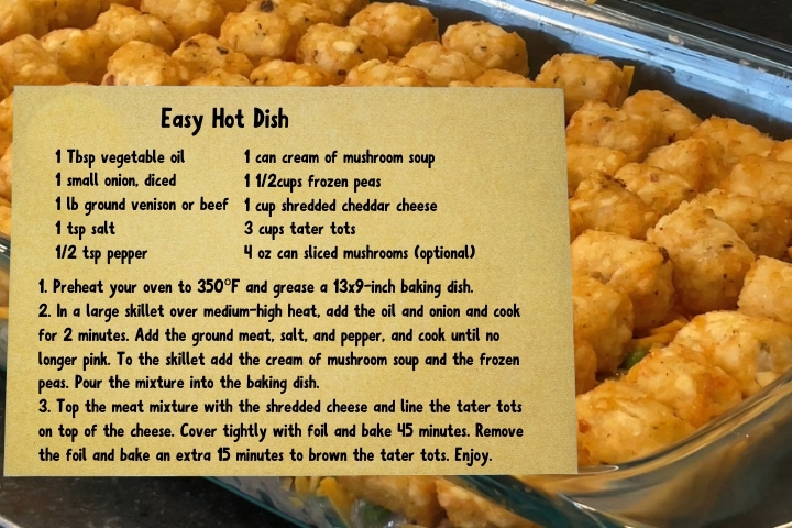 Easy Hot Dish Recipe Card