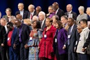 Bishops of The United Methodist Church pray together during the 2019 General Conference