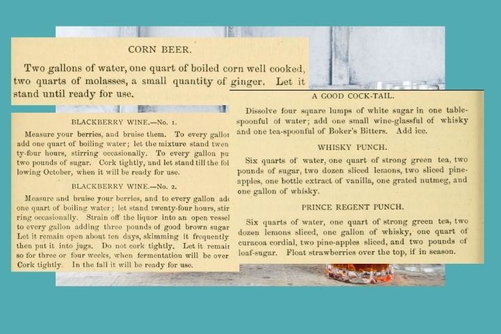 Recipes for beer and cocktails from the 1878 Gulf City Cookbook