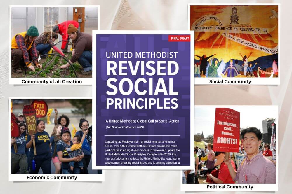 The UMC Social Principles began as a 10-point list in 1908 created a group of outraged Methodists. Through the years, the document has evolved to represent a vital part of the denomination's social witness. The new Revised  Social Principles are set for introducation at General Conference 2020 to be held in April 2024. Canva image by Crystal Caviness, United Methodist Communications.