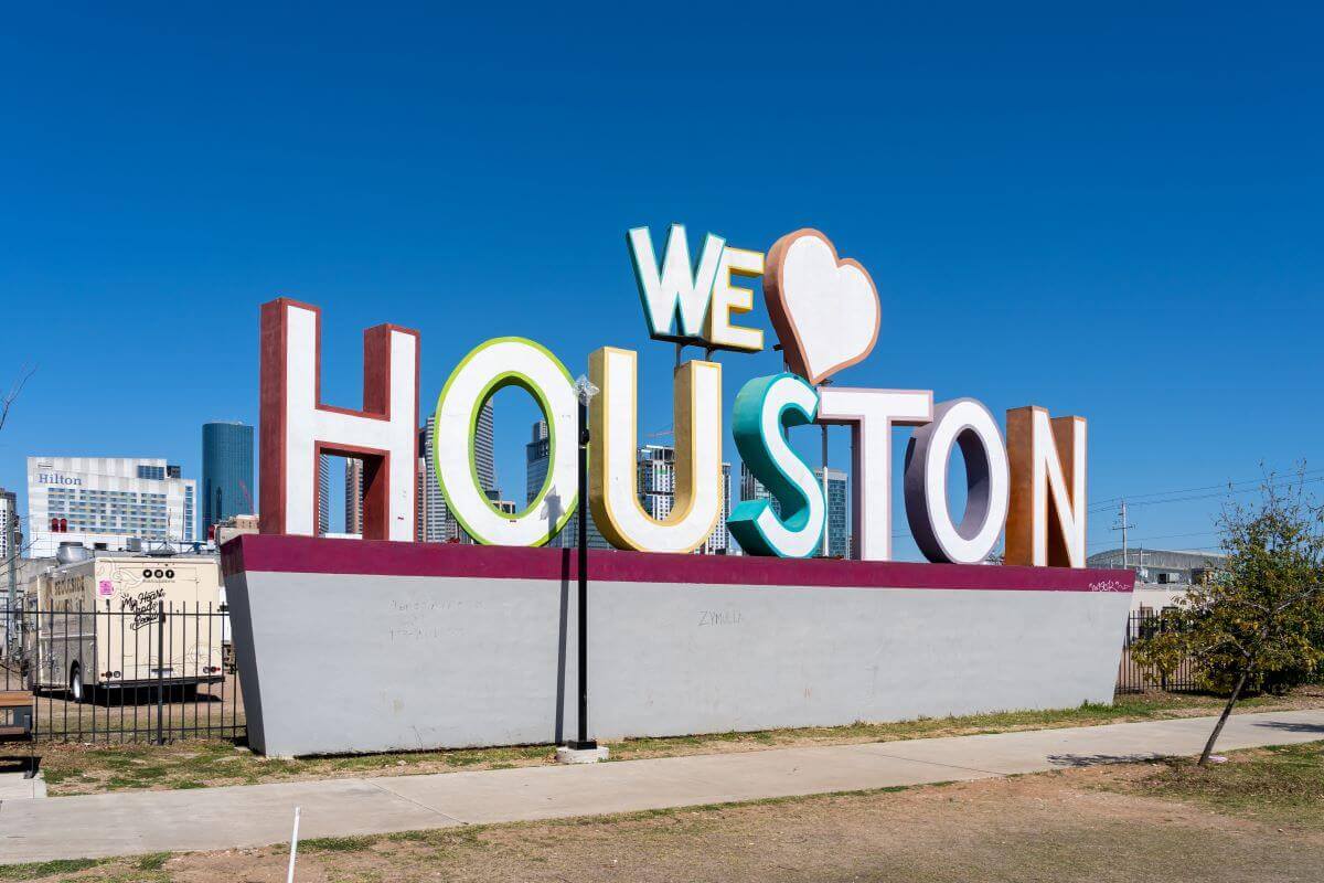 We Love Houston sign in Downtown Houston, Texas (by JHVEPhoto)