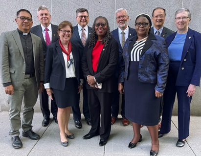 2024-2032 Judicial Council Members Members of the 2024-2028 Judicial Council, from left, are: Front row, The Rev. Jonathan Ulanday, the Rev. Susan Henry-Crowe, the Rev. Angela Brown and Molly Hiekani Mwayera and back row, Bill Waddell, Andrew Vorbrich, the Rev. Øyvind Helliesen, the Rev. Luan-Vu Tran and Harriett Jane Olson. UM News Photo by Linda Bloom