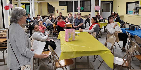 Rev. Lisa DePaz (left) with migrants and church members hosted at Haws Ave. UMC in Norristown, PA. Receipent of 2023 Mustard Seed Migration Grant. (Photo: Courtesy of Haws Ave. UMC) Rev. Lisa DePaz (left) with migrants and church members hosted at Haws Ave. UMC in Norristown, PA. Receipent of 2023 Mustard Seed Migration Grant. (Photo: Courtesy of Haws Ave. UMC)