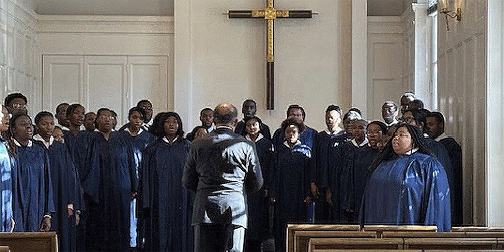 The United Methodist-affiliated Rust College World Renowned A’Capella Choir performed in the Simpson Memorial Chapel Dec. 4 for the United Methodist Building’s 100th anniversary grand finale. 