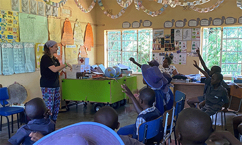 Leah Swineford works with children at the Nyadire Mission Center's Hearing Innovation. Courtesy photo.