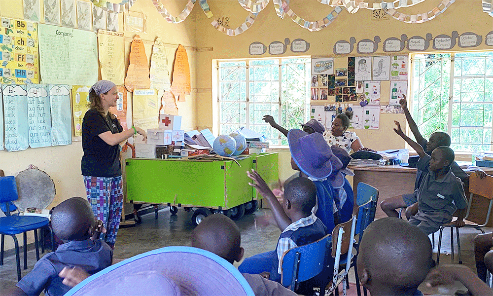 Leah Swineford works with children at the Nyadire Mission Center's Hearing Innovation. Courtesy photo.