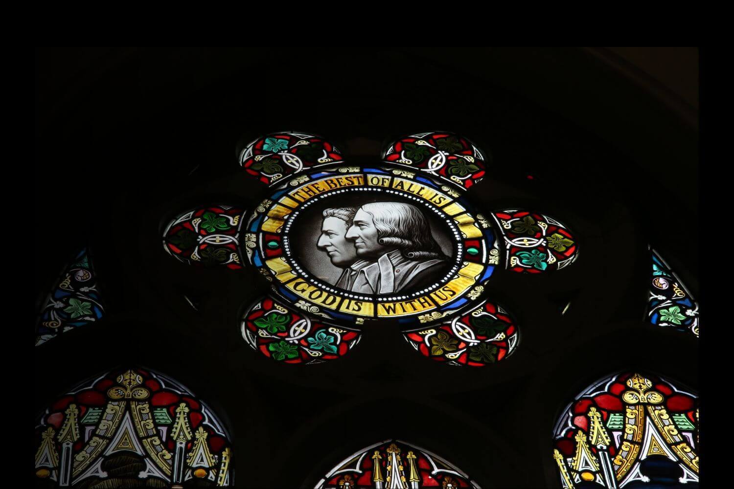 A stained glass window in Epworth features John and Charles Wesley A stained glass window in Epworth features John and Charles Wesley