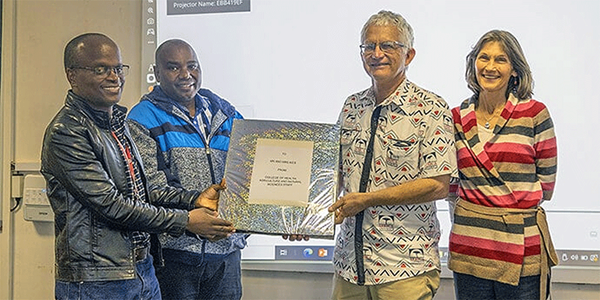 Larry and Jane Kies are recognized during a farewell ceremony held at Africa University in June 2024 as the couple retired from their Global Ministries missionary work after serving in Zimbabwe for three decades. Photo courtesy of Africa University Public Affairs Office. Larry and Jane Kies are recognized during a farewell ceremony held at Africa University in June 2024 as the couple retired from their Global Ministries missionary work after serving in Zimbabwe for three decades. Photo courtesy of Africa University Public Affairs Office.