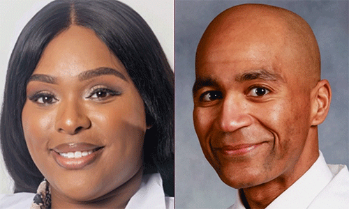 Tammy Ehimwenma-Point Du Jour (left), and Associate Professor of Pediatrics Dr. Dontal Johnson (right)