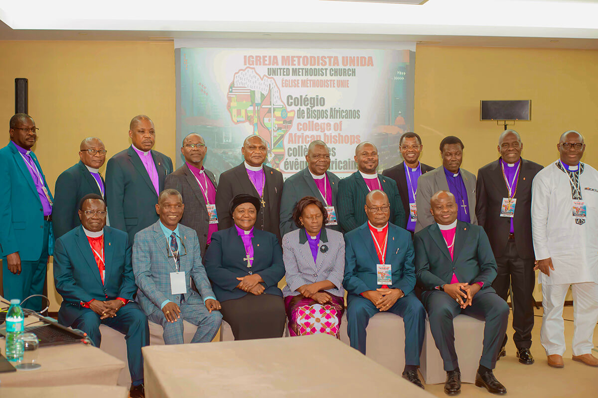 All 14 active bishops in Africa and three retired bishops pose for a photo at the Africa Colleges of Bishops meeting, held Sept. 1-4 in Luanda, Angola. During the gathering, the bishops celebrated The United Methodist Church’s growth on the continent and affirmed their commitment to church unity. Photo by Geraldo Martins, West Angola Conference.