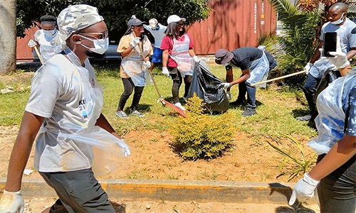 King David United Methodist Youth fellowship members outside Victoria Chitepo Hospital participating in a cleanup campaign and advocacy visit to highlight the need for accessible and equitable health care in Manicaland, Zimbabwe.