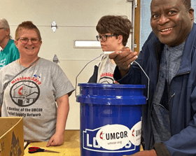 Church and Community Worker Katie Peterson (left) and members of her team at the Mission Barn prepare emergency supplies for an UMCOR disaster response. Photo courtesy of Katie Peterson and the Michigan Conference.